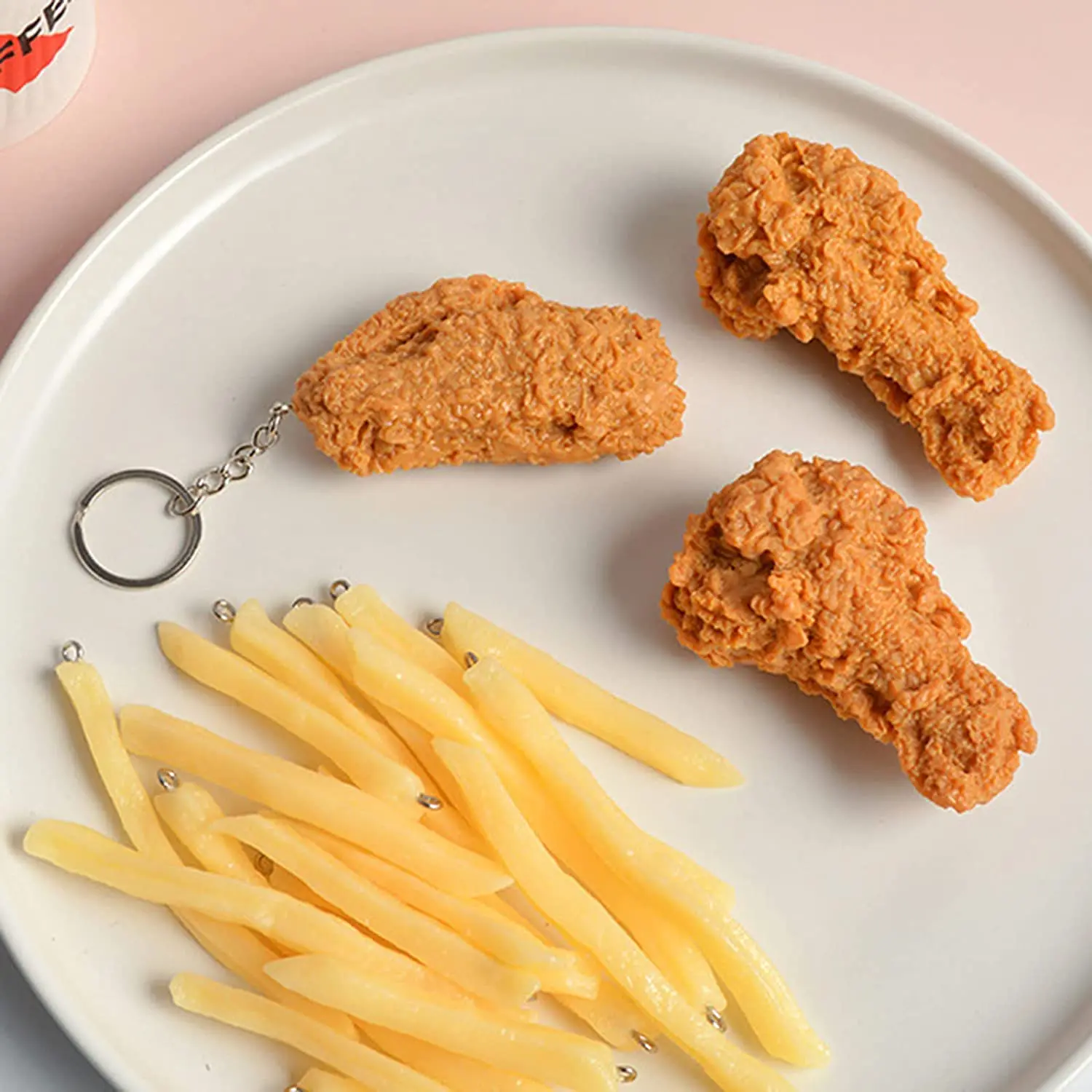 Imitation Food Keychain Chicken Leg Model Chicken Wing Pendant Keyring Toy Gift Car Key Holder Funny Handbag Accessories