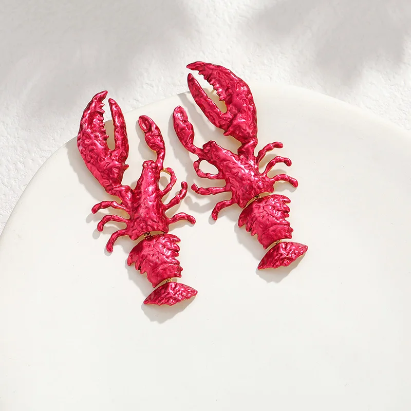 Letdiffery Ocean Lobster Shape Drop Earrings Stainless Steel for Women Gold Color Cute Exquisite Stud Holiday Party Jewelry Gift