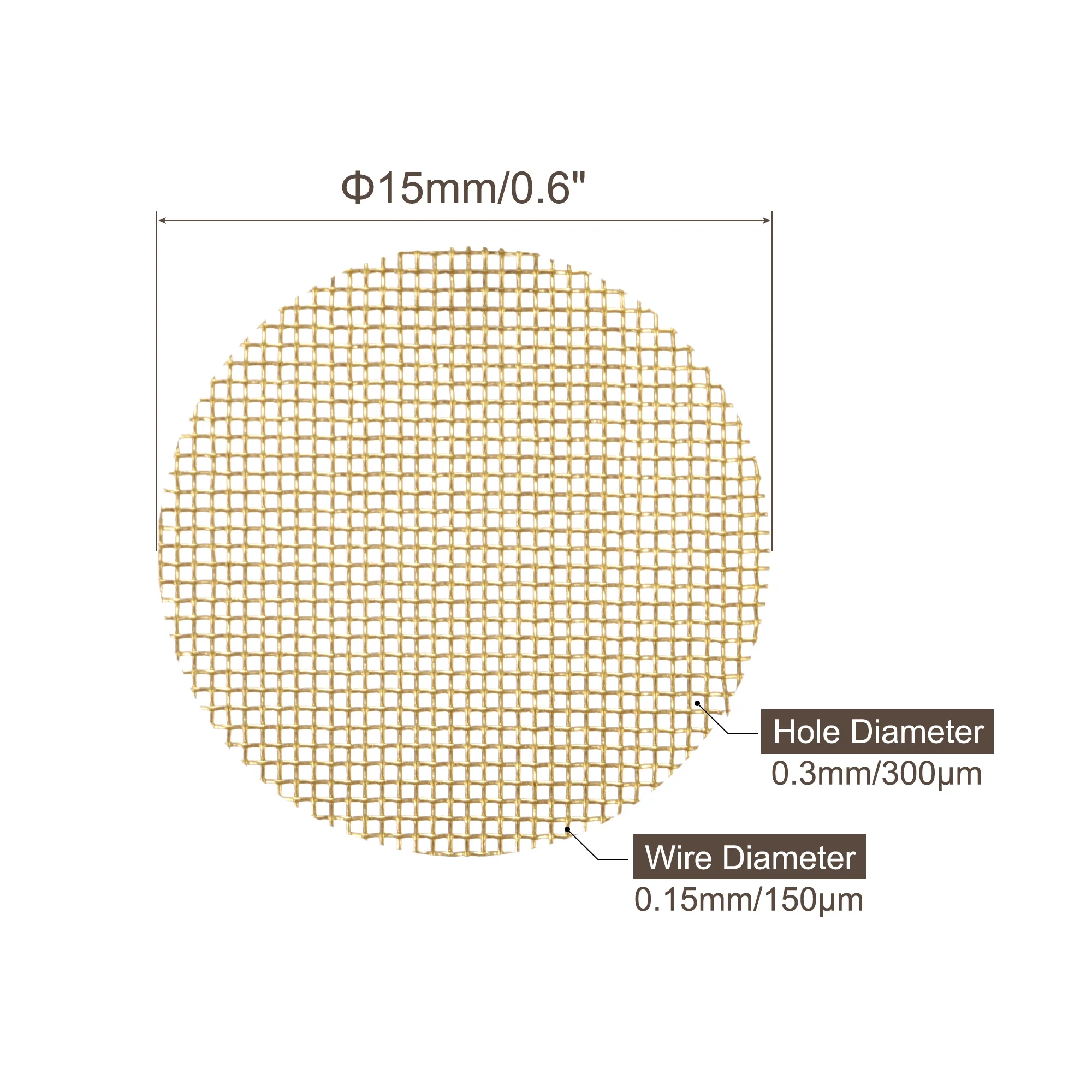 Uxcell Pipe Screen Brass Screens 15mm Diameter for Pipe Filter, Pack of 50