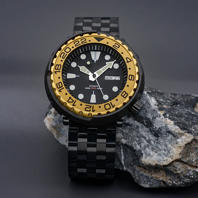 Black Tuna Case 20ATM Waterproof Sapphire Crystal Watch NH35 Japan Movement Luminous Dial Tuna Canned Diving Watch Men Watch