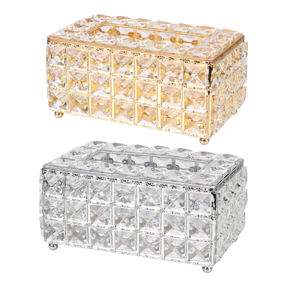 Square Crystal Cube Tissue Box Bedroom Office Hotel Cafe Coffee Napkin Dispenser European-style Bar Napkin Box