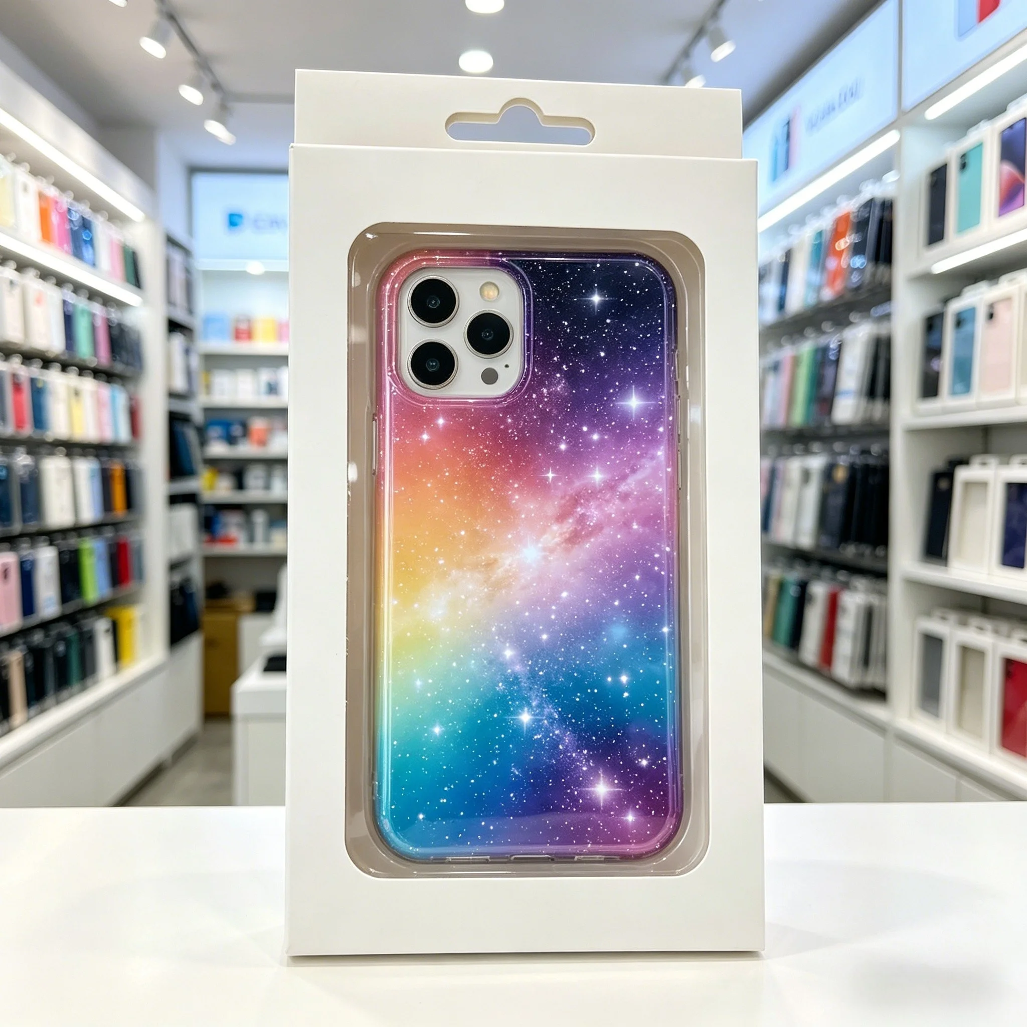 50pcs Phone Case Packaging Box Kraft Paper Phone Box Black Window Package Cardboard Boxes White Gift Box With Hang Hole