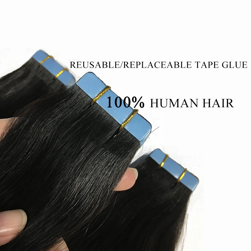 Tape In Human Hair Extensions #1 Zwart 100% Echt Menselijk Haar Huid Inslag Lijm Op Voor Salon Van Hoge Kwaliteit