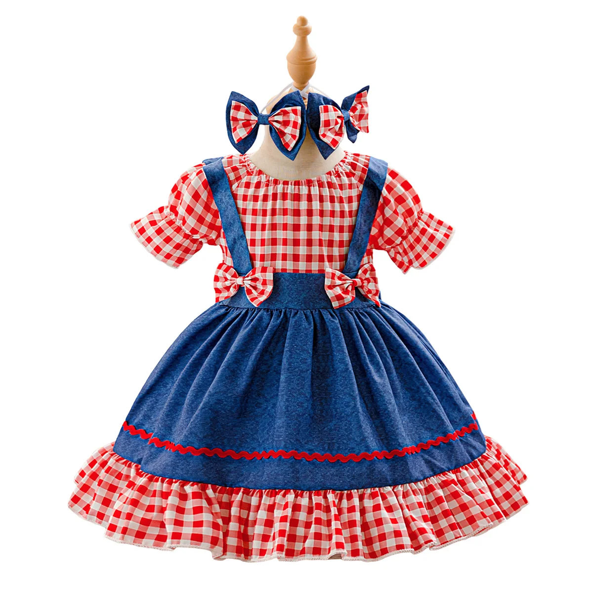 

Платье принцессы в клетку Лолиты для маленьких девочек, 3 предмета, карнавальные костюмы на Хэллоуин и Рождество, элегантные платья для горничной на первый день рождения для девочек