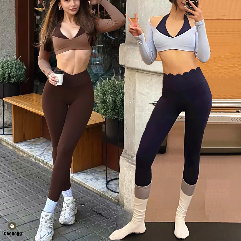 Pad Women Sportswear Yoga Set Nude Crop Tops High Waist Workout Legging Gym Fitness Exercise Active Wear Outfit Suit XP198 view 4