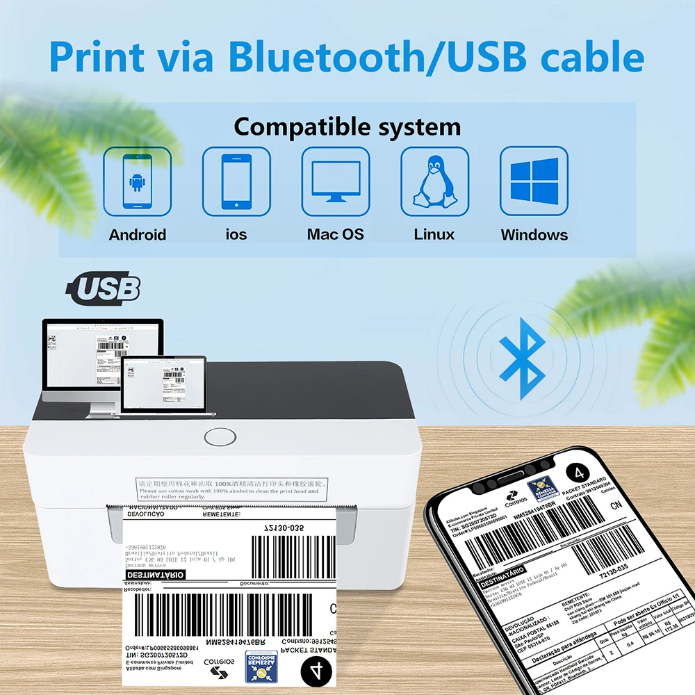 Xprinter Shipping Label Printer 463B USB/Bluetooth 4inch thermal label/barcode printer