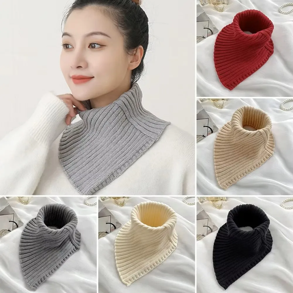 Triangle Scarf Fashion Neckerchief Warm Cold-proof Wrap Lady Outdoors Winter Knitted Scarf Ring High Elastic Wool High Collar