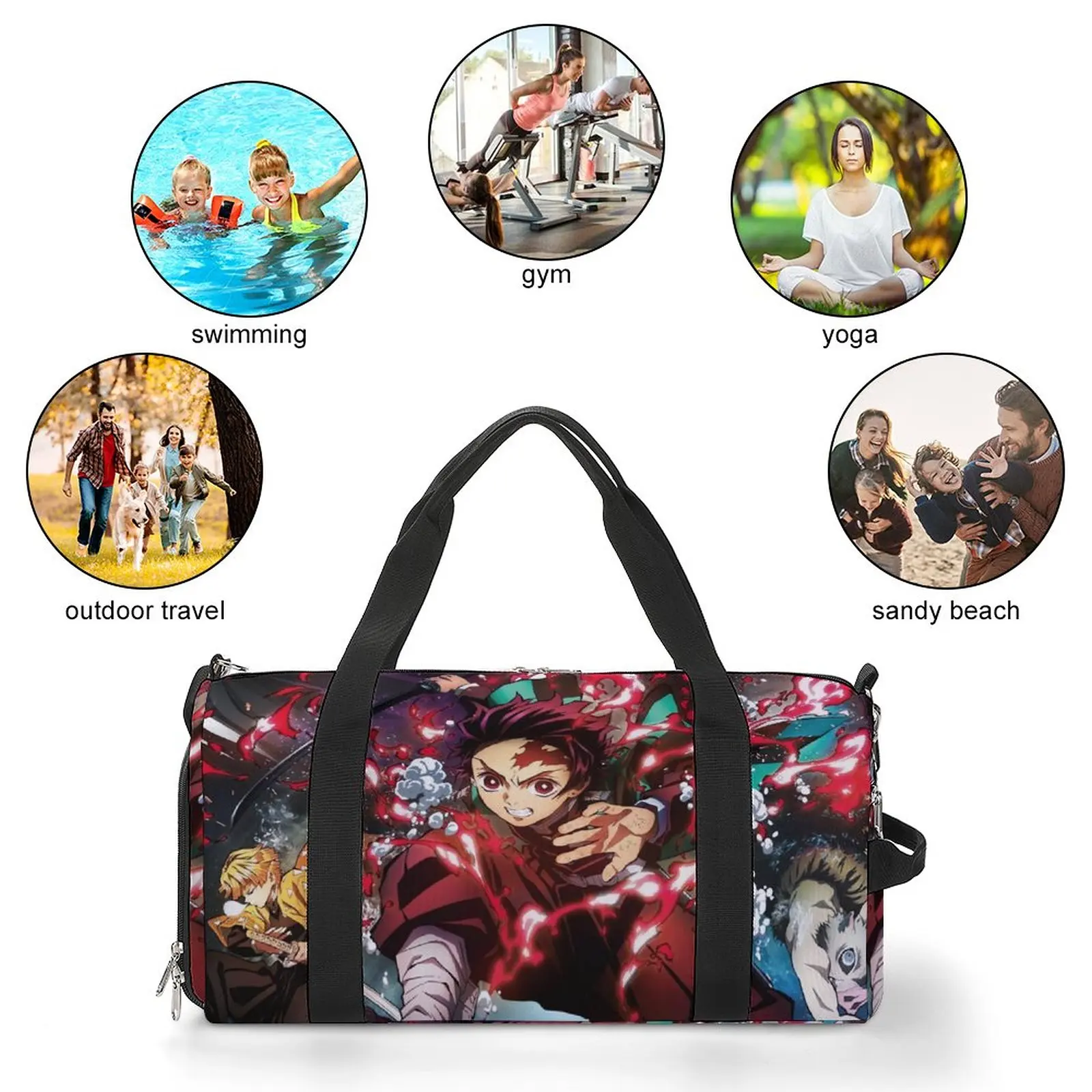 Demon Slayer Anime Gym Bag Funny Nezuko Swimming Sports Bags Couple Design Large Capacity Vintage Fitness Bag Outdoor Handbags