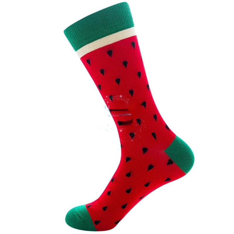 Calcetines divertidos de algodón para hombre, calcetín con dibujos animados, frutas, fresa, limón, naranja, piña, Harajuku, talla grande, 6 pares por paquete