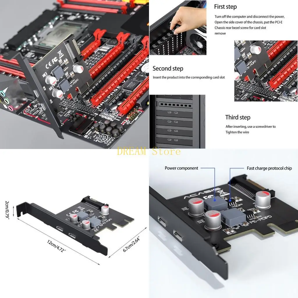 PCIE To Type-C 2 Port Expansion Card PCIE Riser Fast Charging PD 20W Type C Card Best Sale