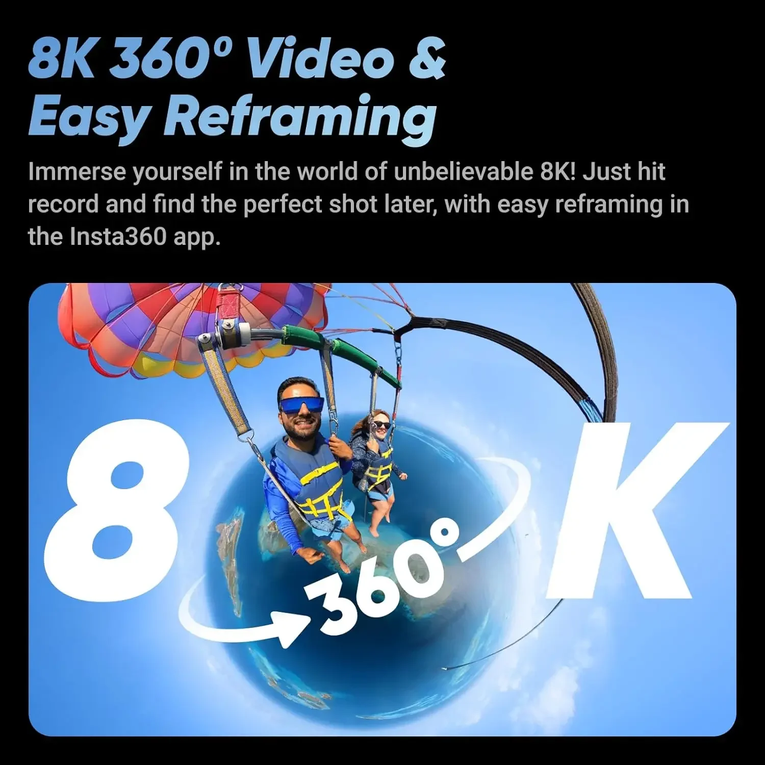 Insta360 X4 - Wodoodporna kamera akcji 8K 360, szerokokątne wideo 4K, edycja AI, stabilizacja, do uprawiania sportu, podróży, na zewnątrz