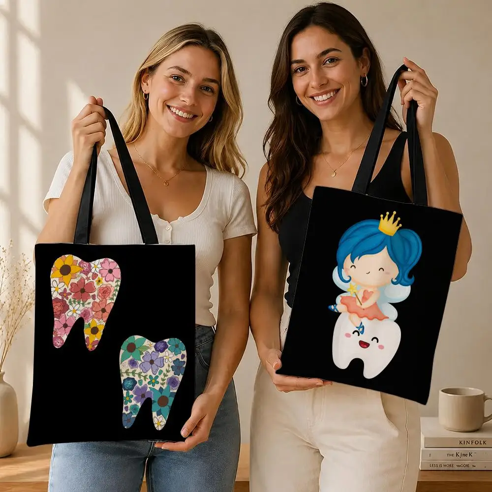 Art Dentist Nurse Trendy Ladies Storage Bags Canvas  bag, suitable for work, school, and daily commutes, reusable shopping bag