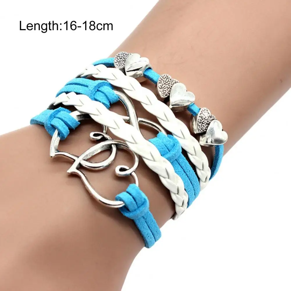 Bracelet Multiple Layer Anti-allergic Fashion Accessories Handmade Fashion Big Love Heart Pendant Braided Bracelet