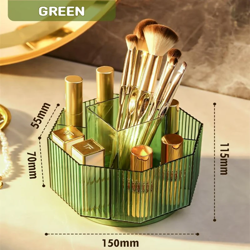 360°Rotating Dressing Table Makeup Accessories Plastic Organizer Boxes Lipstick Pencil Holder Makeup Brush Case For Cosmetics