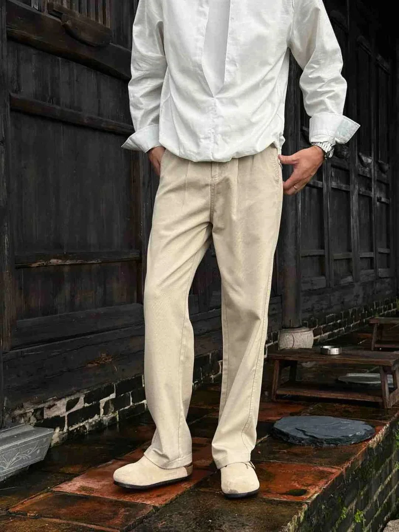 

Laid-ba New Rich Sle Comfortable Drapey High-End Versatile Commute Straight Loose Casual Men's Pants Soft Stretch Straigh...