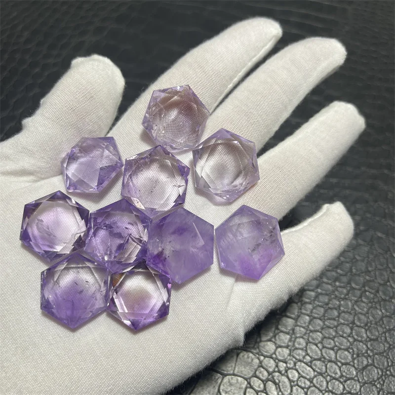 10pcs Charms Rock Rainbow Amethyst Quartz Crystal Hexagon Stone Pendant For Necklace DIY Natural Healing  Pendant Jewelry