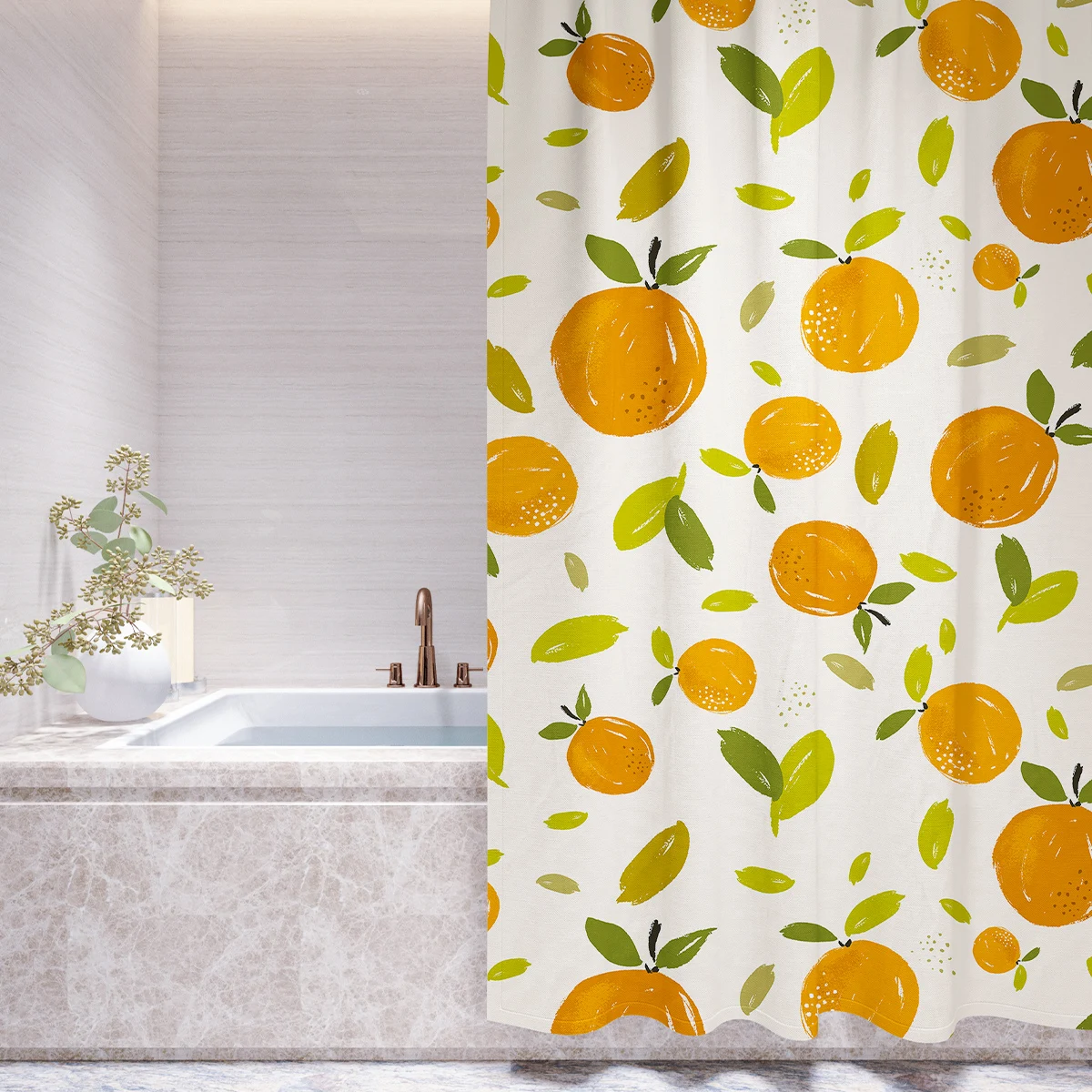 Orange waterproof shower curtain   1pcs