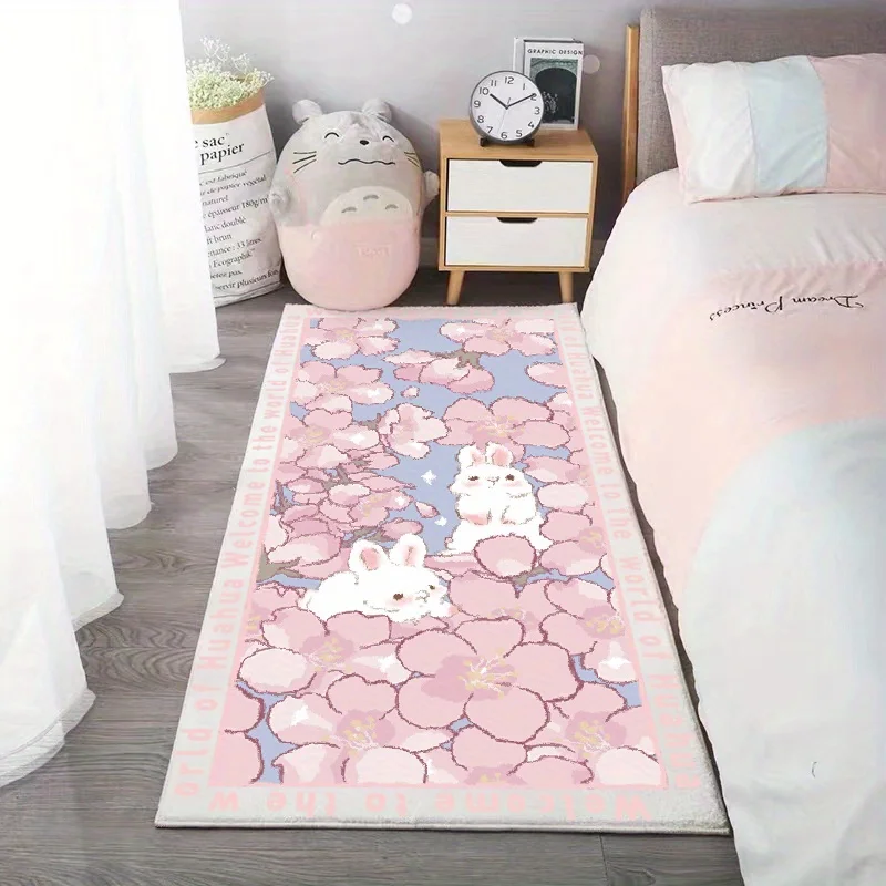 VIKAMA Teenager-Mädchen-Teppich im Instagram-Stil, Schlafzimmer, dekorativer Teppich, rosa, kurzer, zotteliger Nachttisch-Teppich, dekorativer Teppich für Zuhause