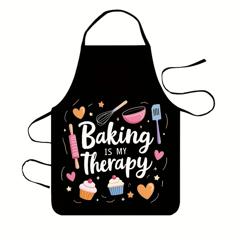 Cute Cupcake Whisk Star Heart Baking Slogan Pattern Waterproof Kitchen Apron Family Cooking Grilling Bakery Shop Daily Present