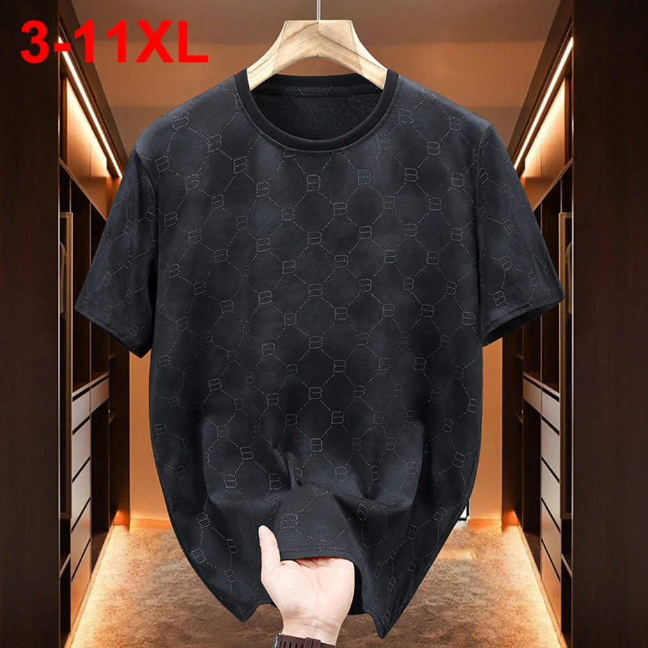 

Men's Plus Size 11XL T Shirts Summer Loose Casual Short Sleeve Tee Tops Black White Big Size 9XL 10XL T-shirt