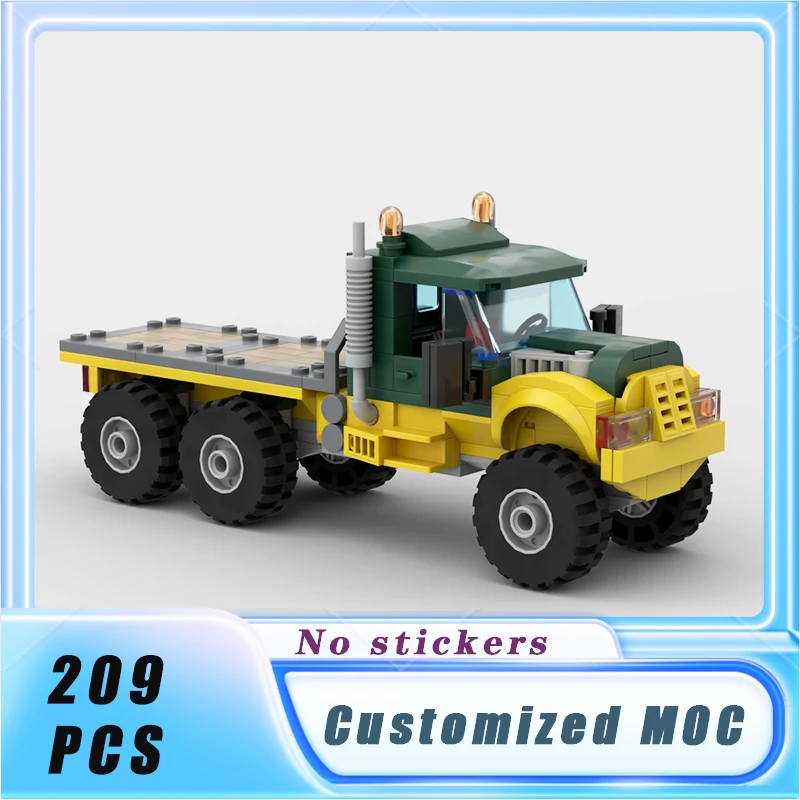 City Classical Vehicle 6-width Large Flatbed Truck Building Blocks Model Bricks Display Collection Children's Toys Gifts