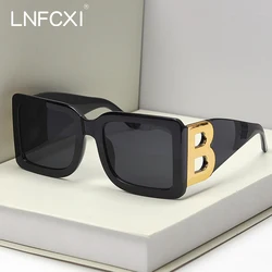 Lnfcxi Nieuwe Mode Oversized De Letter B Square Luxe Trend Zonnebril Vrouwen Retro Rechthoek Zonnebril Gafas De Sol