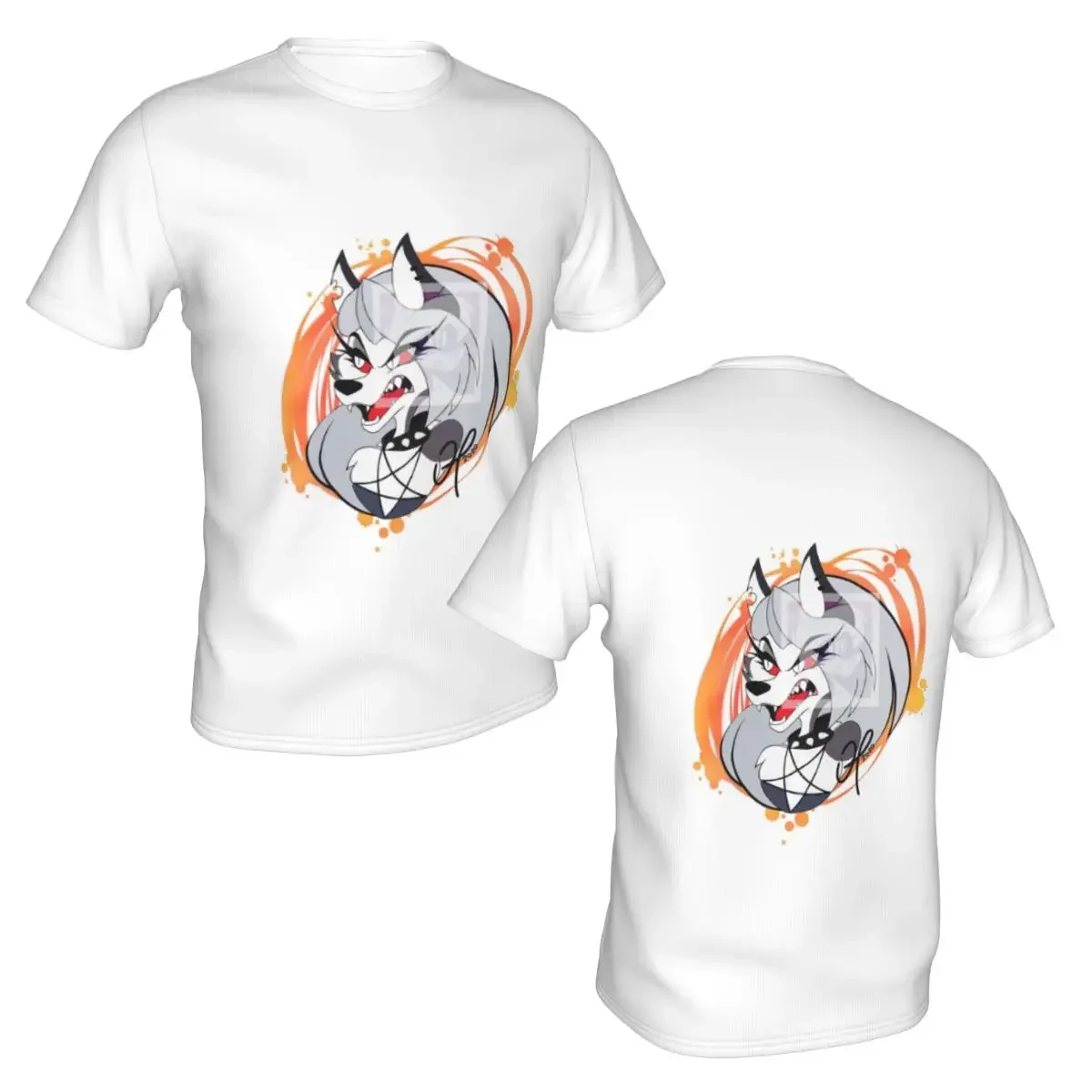 Loona Collage Helluva Boss Anime polyester T-Shirt Men'sFashion T Shirts Men Round Neck Short Sleeve