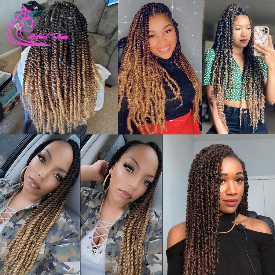 Passion Twist Crochet Hair Long Water Wave Black brown light brown Ombre Braiding Hair Extensions Synthetic Curly Braids