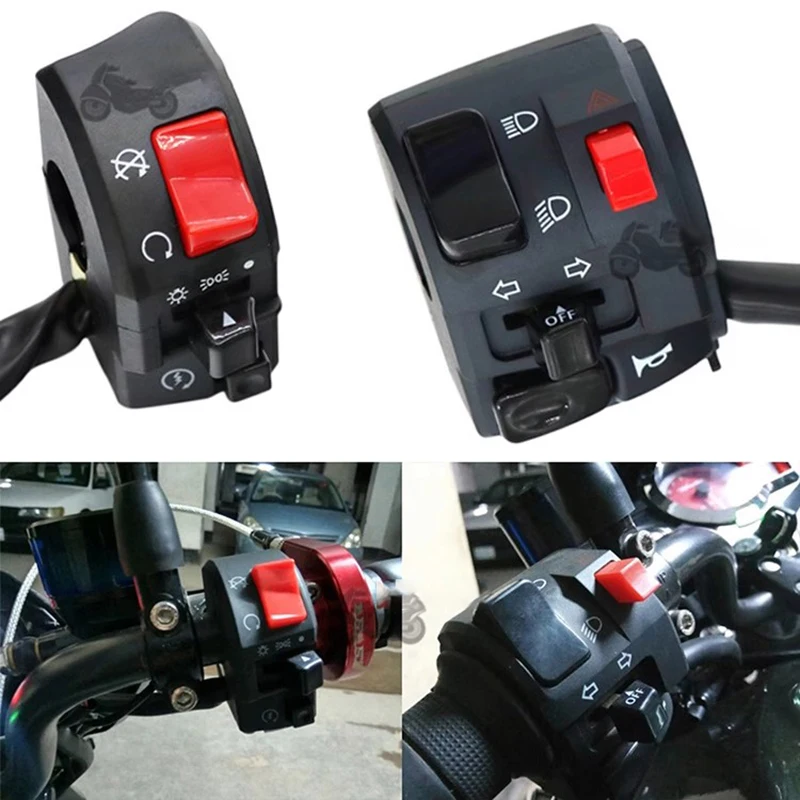 

Кнопка-переключатель на руль мотоцикла 7/8" (22 мм) для электрических противотуманных фар, стоп-сигналов, поворотников, звукового сигнала, аксессуары