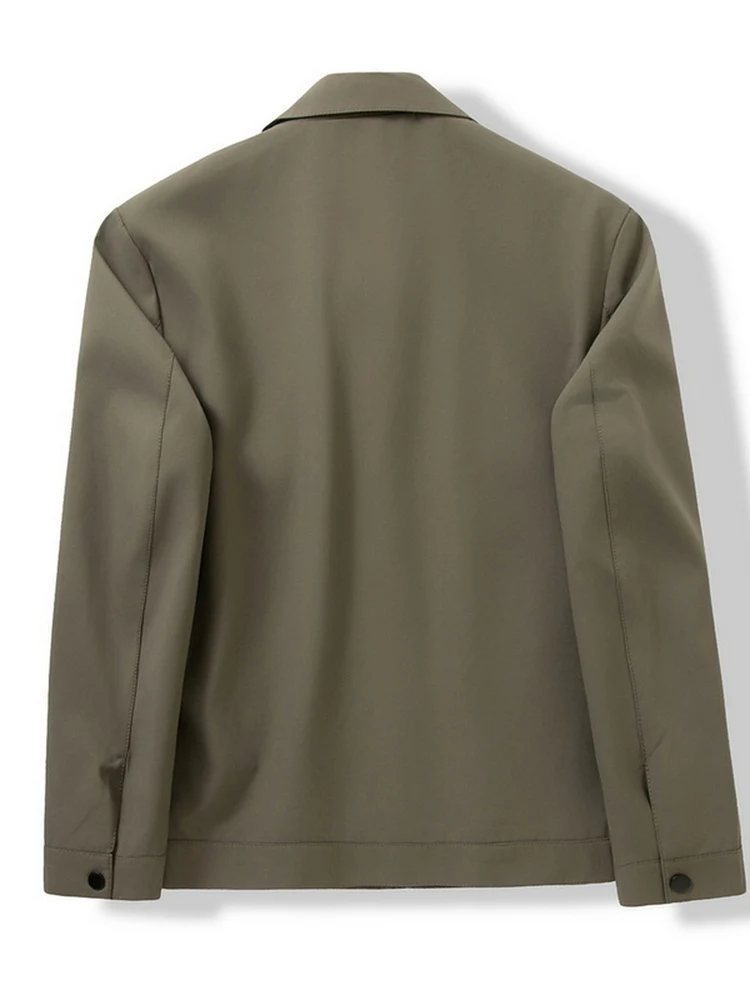 Autunno Inverno Nuovo Sle Casual Allentato Jaet da uomo Colore puro Papà Cappotto Busin Pendolarismo Tempo libero Colletto rovesciato Capispalla di lusso