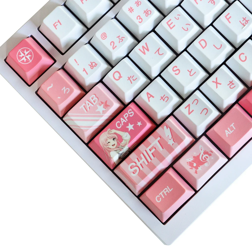 パーソナリティ-bang-dream-mygo-テーマ-キーキャップ-129-キー-pbt-素材-クリア-テクスチャ-チェリー-プロファイル-mx-スイッチ-メカニカル-キーボード用