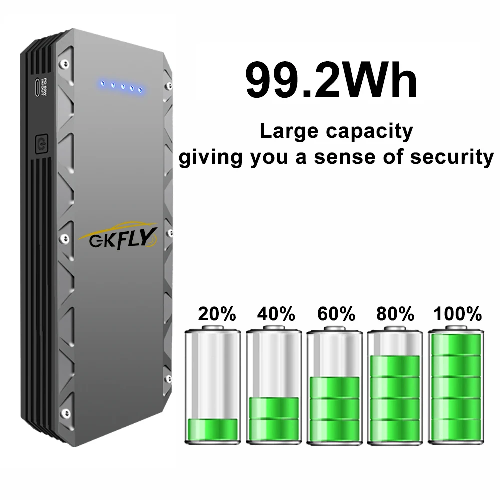 GKFLY 9000A 차량 점프 스타터 99.2Wh 휴대용 파워 뱅크 비상 차량 배터리 부스터 시동 장치 썸네일 3