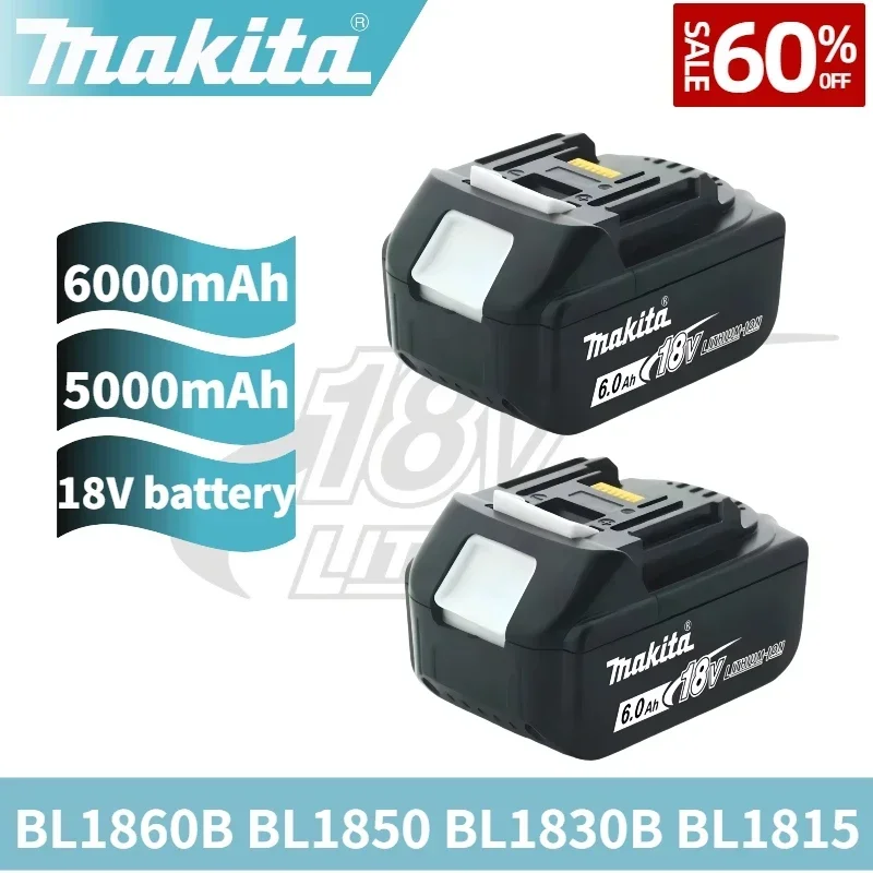 

Genuine 6.0Ah Makita 18V Battery Rechargeable Battery 18650 Lithium-ion Cell, For Makita Power Tool BL1860 BL1850 BL1830b LXT400