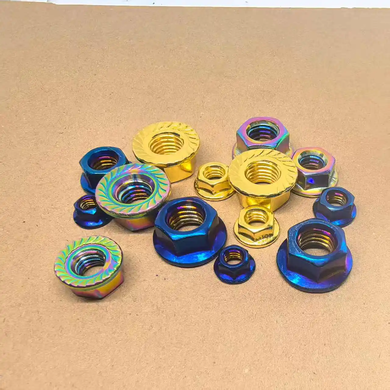 5pcs DIN6923 Stainless Steel PVD Titanium Plated Hex Flange Nut M5