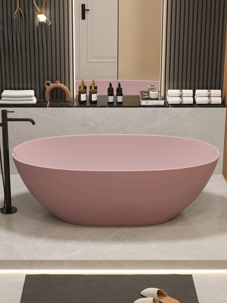 Pink Artificial Stone Bathtub Internet Celebrity Hotel Deep Bubble Bed & Breakfast Couple Bath Tub