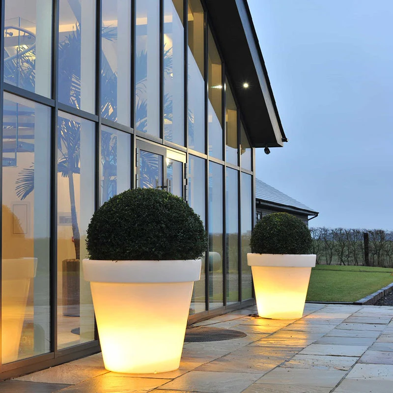 Solar Charging Luminous Decorative LED Flower Pots 60*65cm Colorful Wedding Event Shopping Mall Hotel Lobby Villa Decor Lights