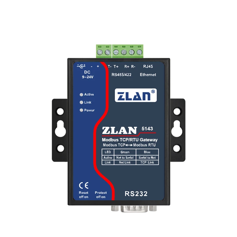 시리얼 서비스 컨버터 이더넷 RJ45 TCP/IP에서 RS232/RS485/422 시리얼 서비스 컨버터 모드버스 RTU ZLAN5143