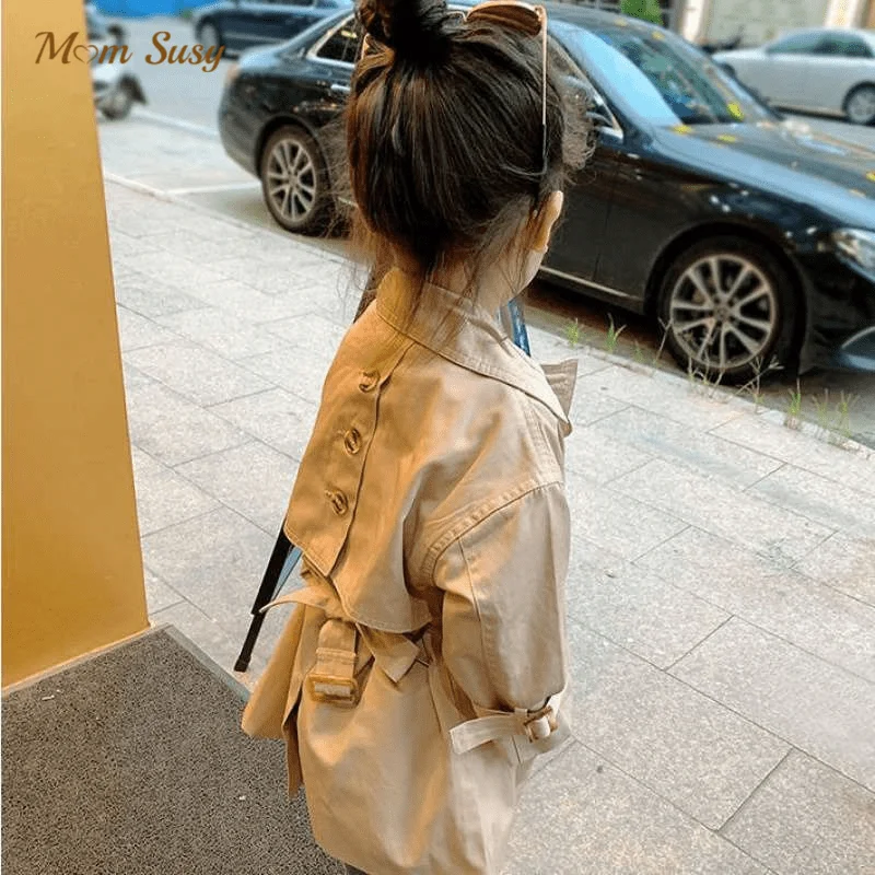 Fashion Baby Girl Boy Trench Jacket Infant Toddler Windbreak Coat Khaki Long Spring Autumn Child Dust Coat Clothes 1-10Y