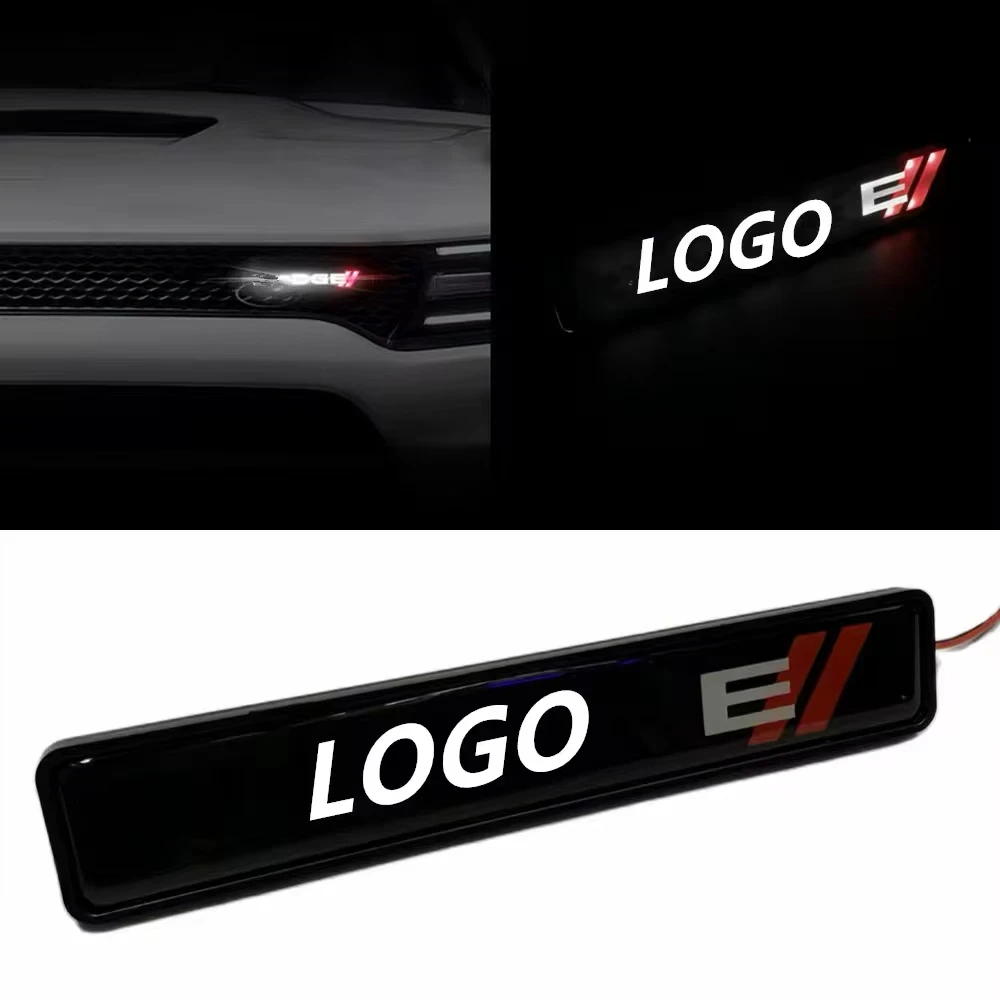 ABS Chrome Car Front Hood Grille Emblem Led Lights Badge For Dodge Challenger RAM 1500 Charger Avenger Caliber Decorative Lamp