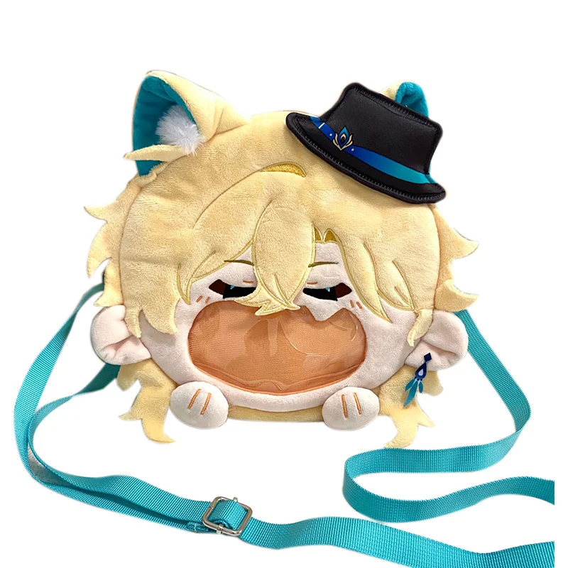 

New Anime Honkai Star Rail Big Mouth Plush Bag Doll Toy Gold Animation Cartoon Back Student Campus Zipper Bag Cosplay Gift