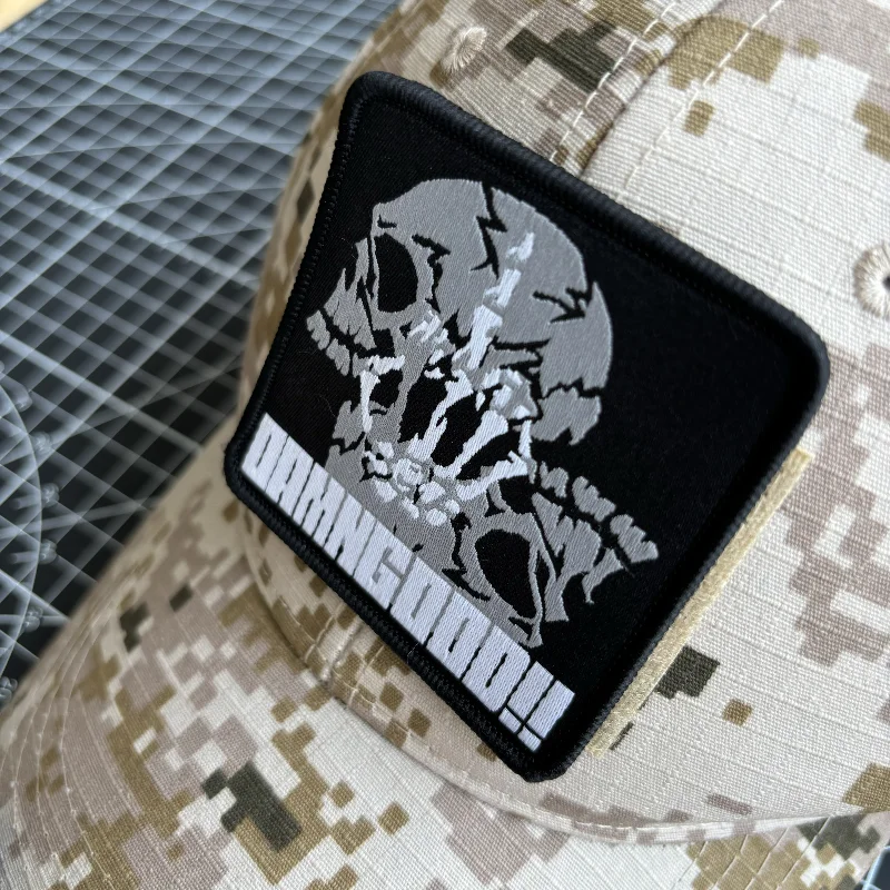 Damngood Tactical Patch Skull Hook and Loop Woven  Patches for Clothing Morale Badge Military Armband Backpack Sticker Appliques