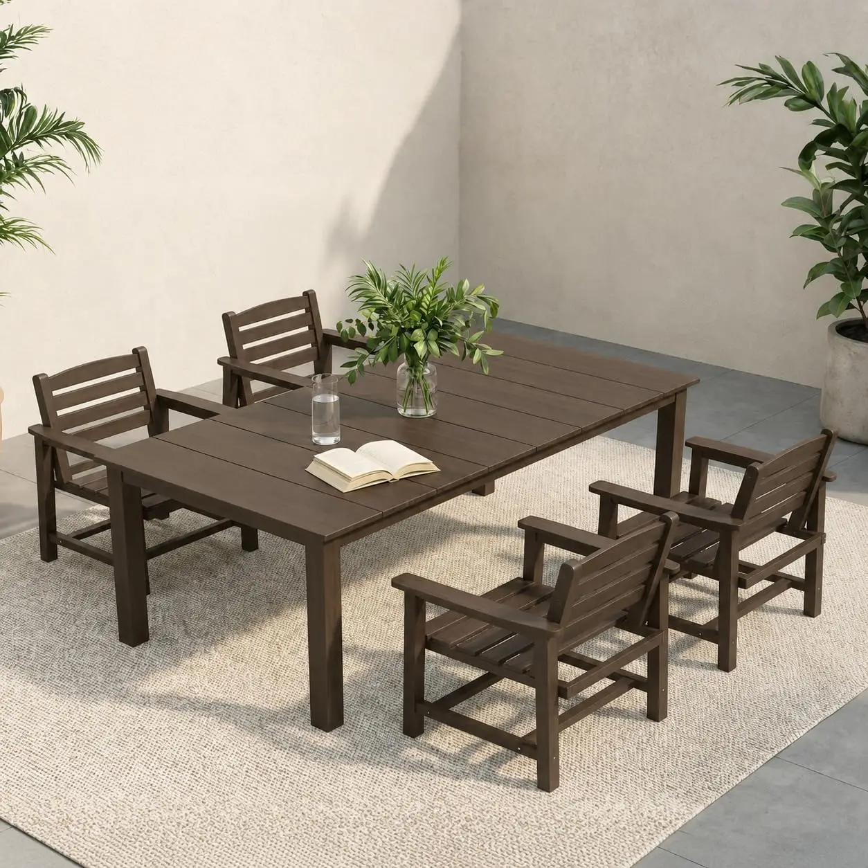 5-Piece Outdoor Patio Dining Set Aluminum Frame For 4, Customized