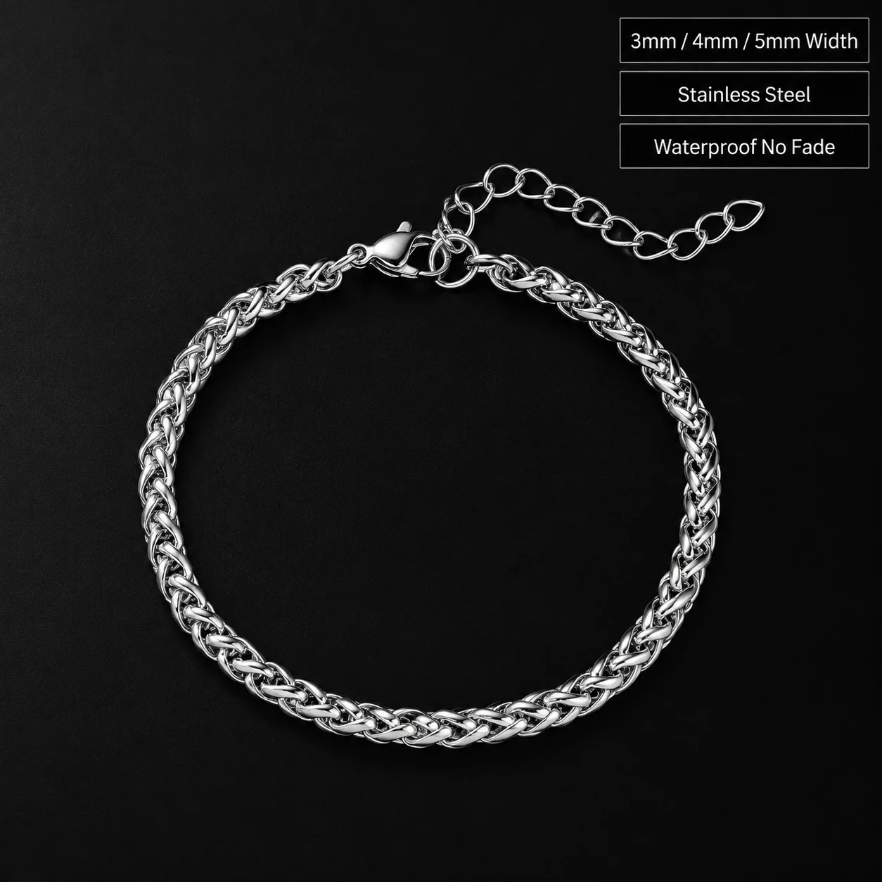 Width 3/4/5mm Stainless Steel Flower Bracelet, Fashion Classic Y2K Hand Accessories, American Vintage Accessories