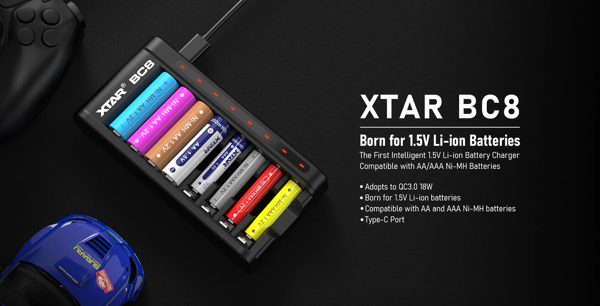 XTAR BC8 Battery Charger Set Rechargeable Li-ion Battery 3300mAh 1200mAh 4150mAh AA AAA Battery Charger