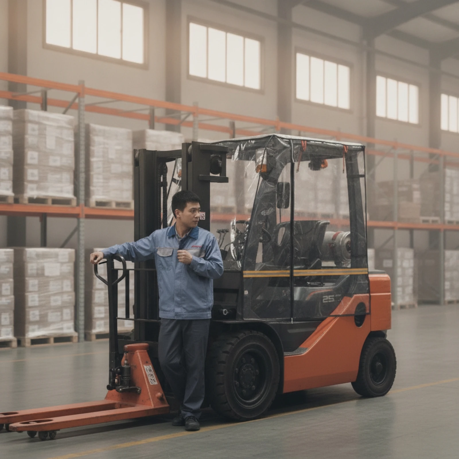Forklift Cab Canopy Weather-Resistant Forklift Cab Enclosure Cover Windproof Snowproof for Warehouse Workers, Outdoor Handling