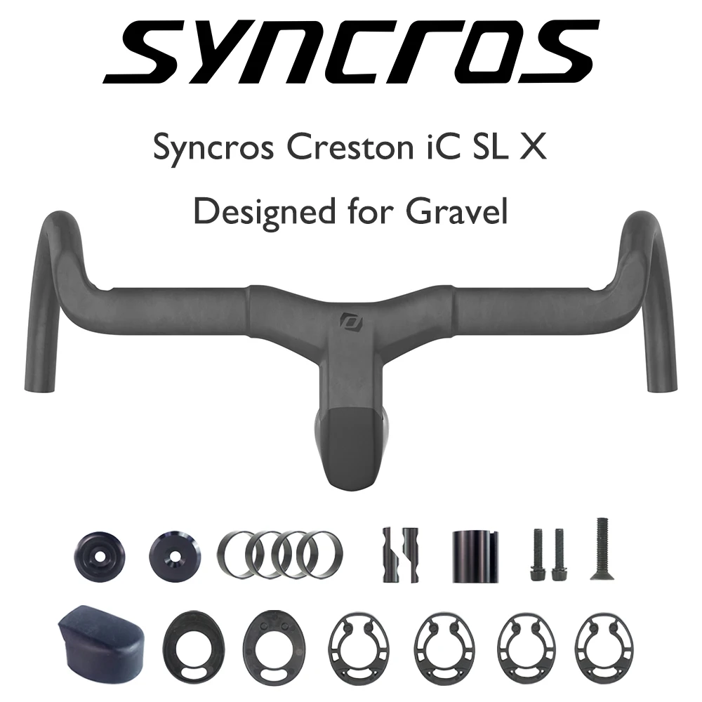 Syncros-Full Internal Cable Routing Road Bicycle Handlebar, T1000 Carbon, Integrated Gravel, Cockpit Di2