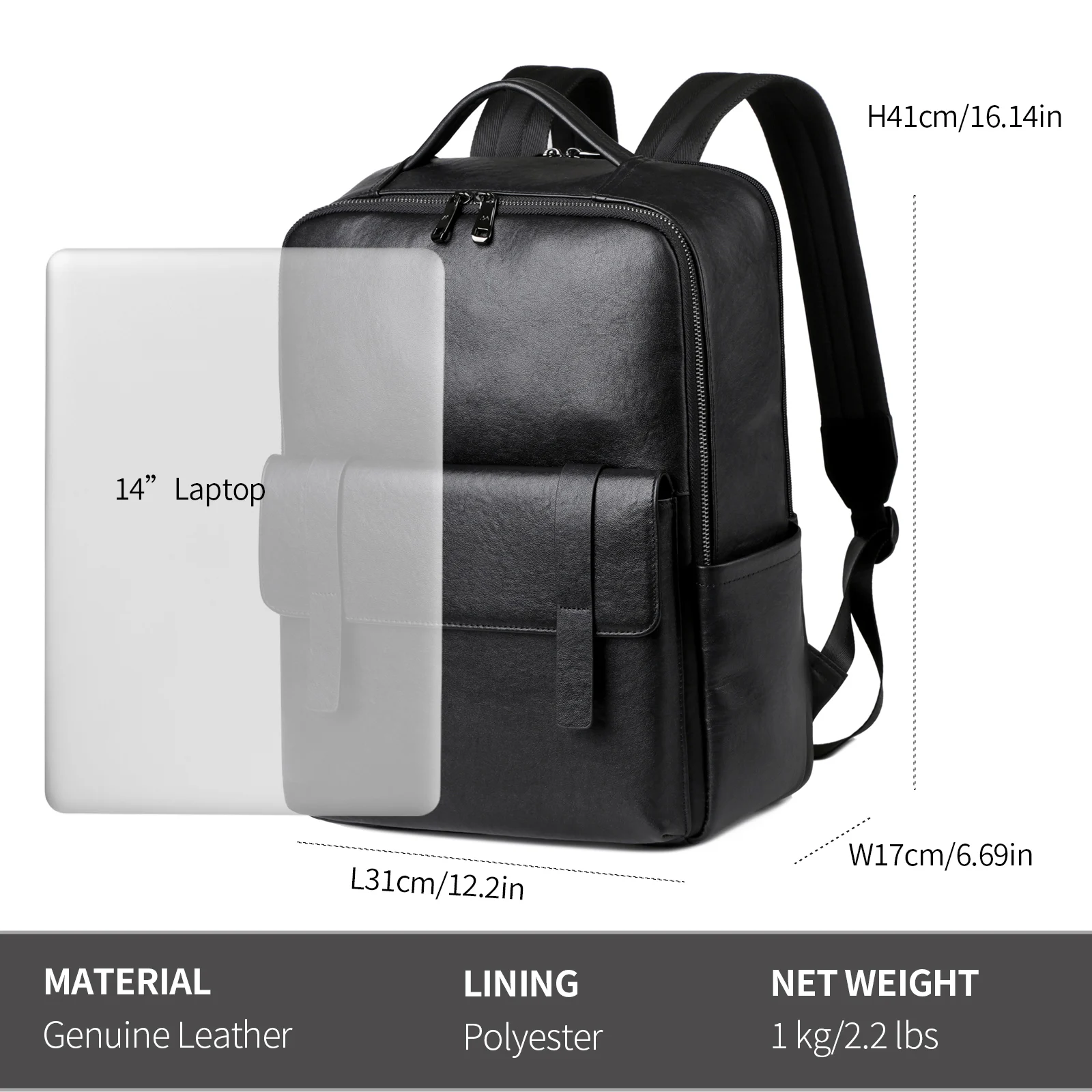 Mochila elegante de cuero genu - Leather Work Rucksack Mens reseña y precio
