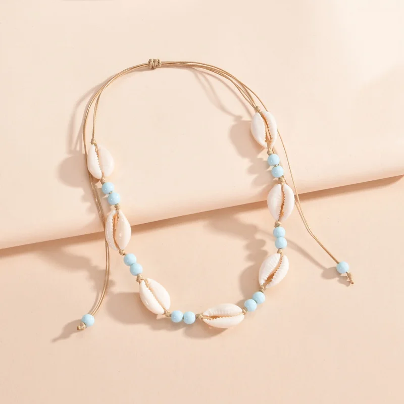 Handgemaakte Gevlochten Zeeschelp Ketting Vrouwen Sieraden Zomer Strand Shell Choker Boho Touw Kralen Kettingen Kraag Vrouw Feest Cadeau