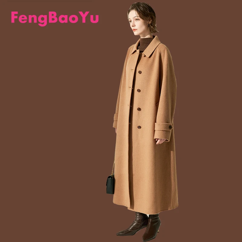 

Double-sided Wool Yak Wool Women's Coat Autumn Winter High-end Long Single-breasted Coat Outdoor Warm Light Luxury Women's Wear