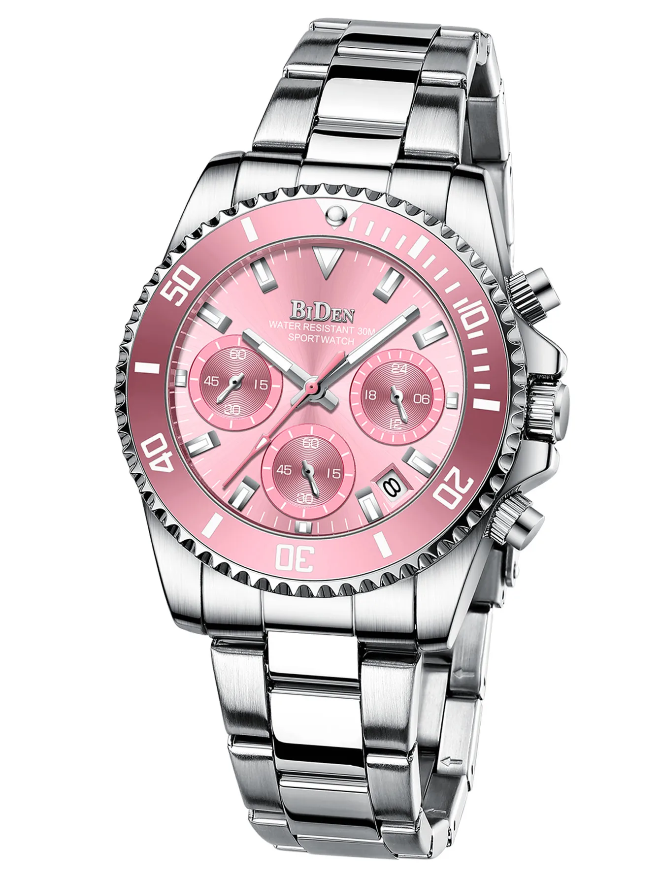 BIDEN Fashion high-end women\'s watch,chronograph,stainless steel strap,business waterproof quartz watch,women\'s Relogio Feminino